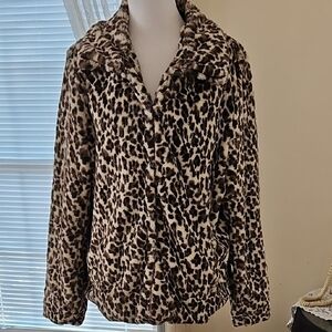 Betsey Johnson Animal Print Teddy Jacket Faux Fur